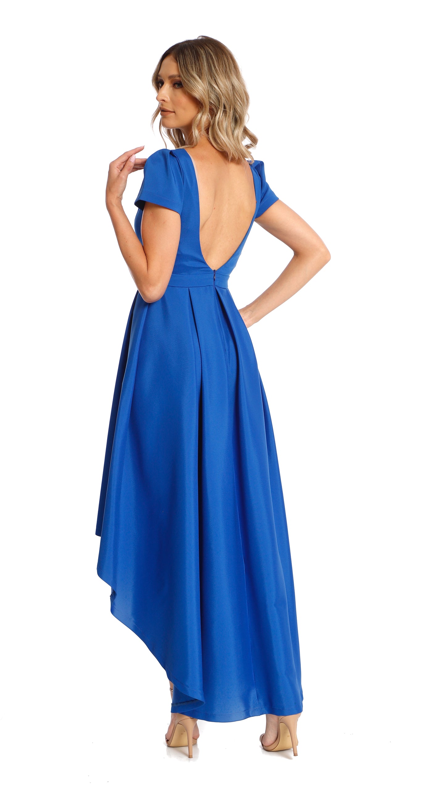 New York Classic Asymmetrical Dress With Pockets In Royal Blue