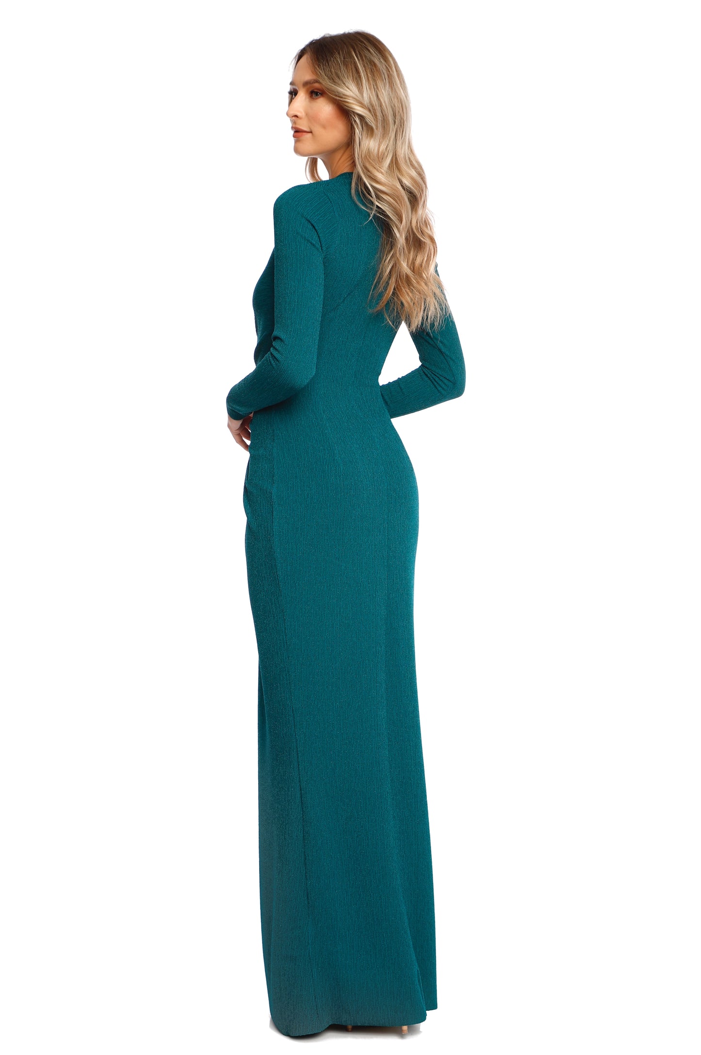 Mallorca Glitter Slinky Jersey Maxi Dress In Green