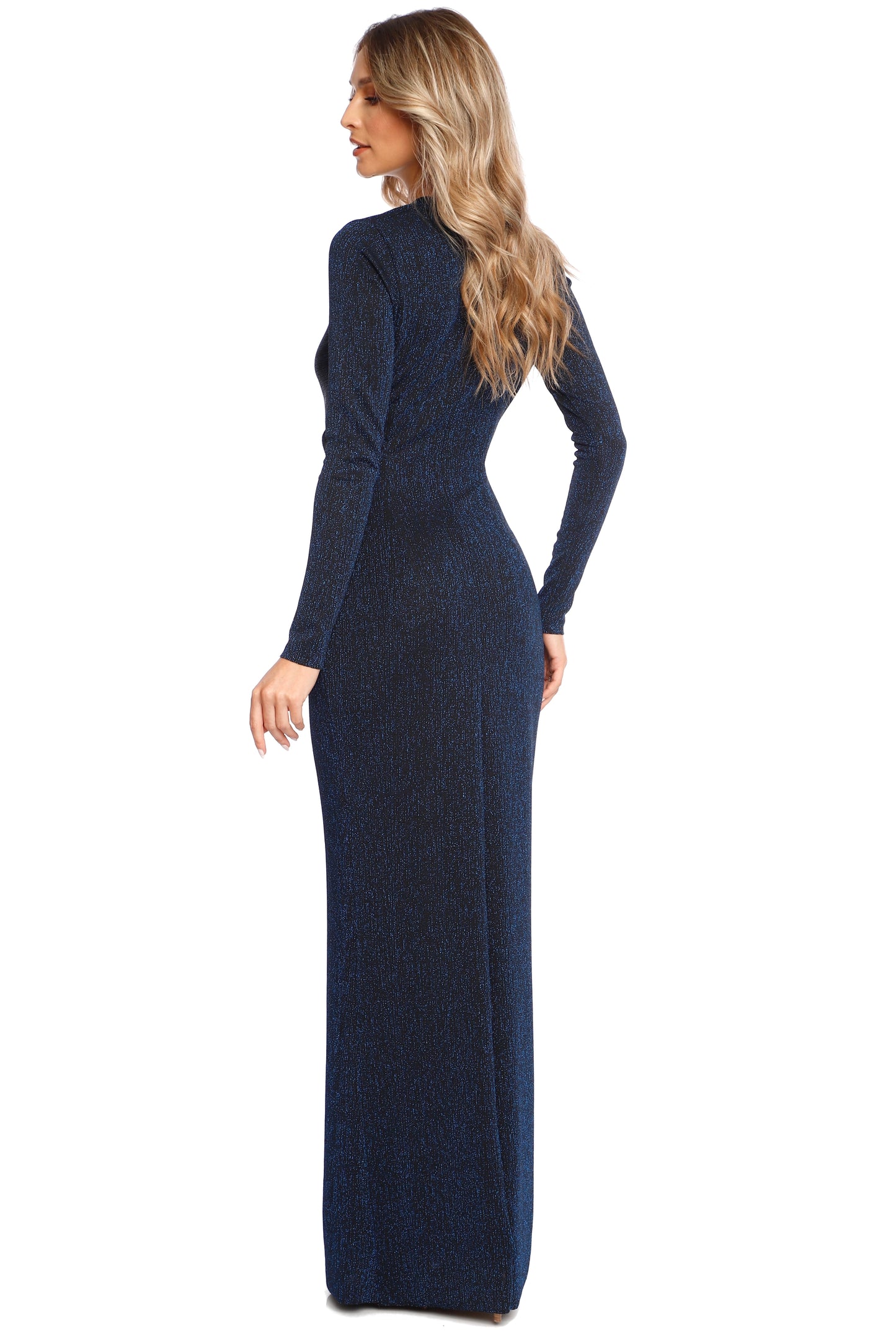 Mallorca Glitter Slinky Jersey Maxi Dress In Navy