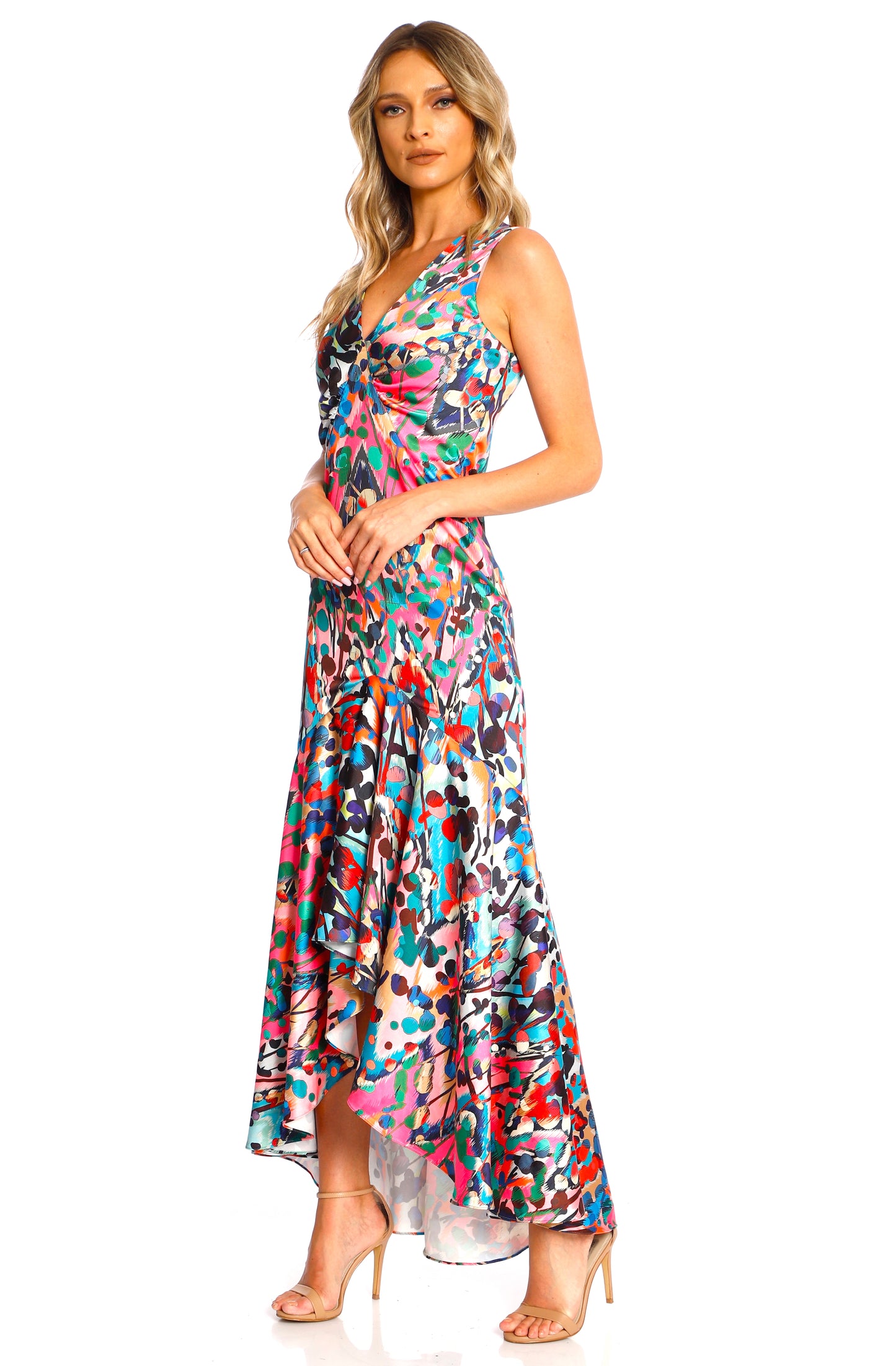 Tango Maxi Satin Dress In Barcelona Print