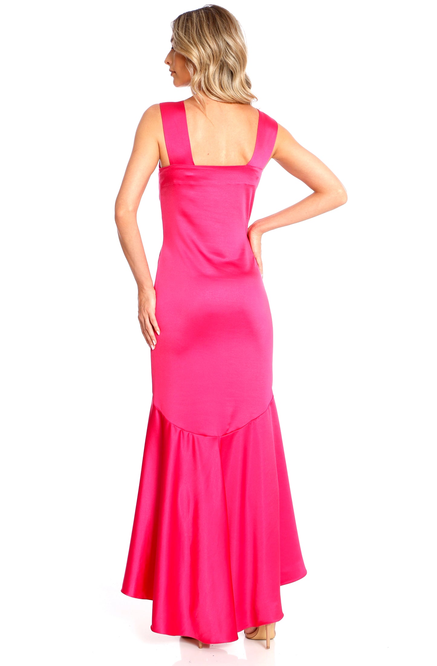 Tango Maxi Satin Dress In Fuchsia