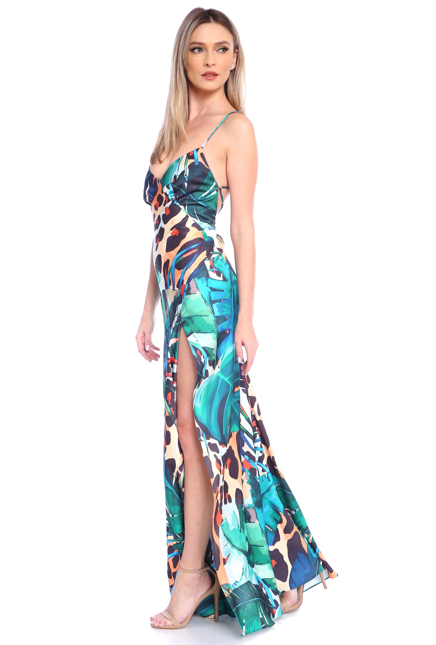 Seville Satin Maxi in Amazon Print