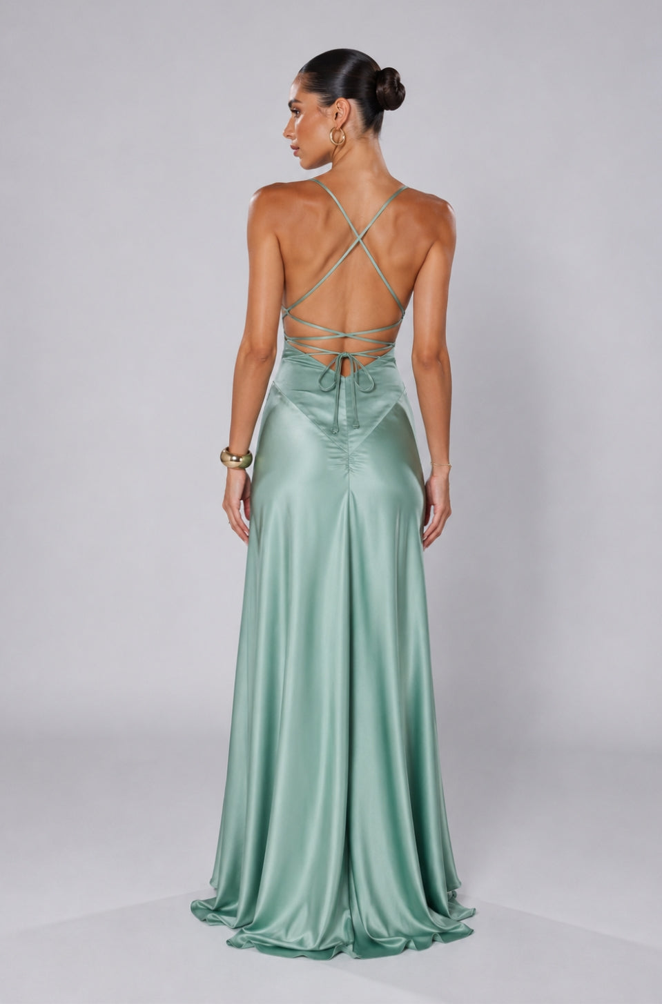Seville Satin Maxi Dress In Teal