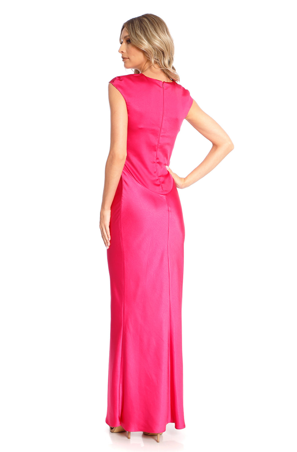 Cali Maxi Satin Dress In Fuchsia
