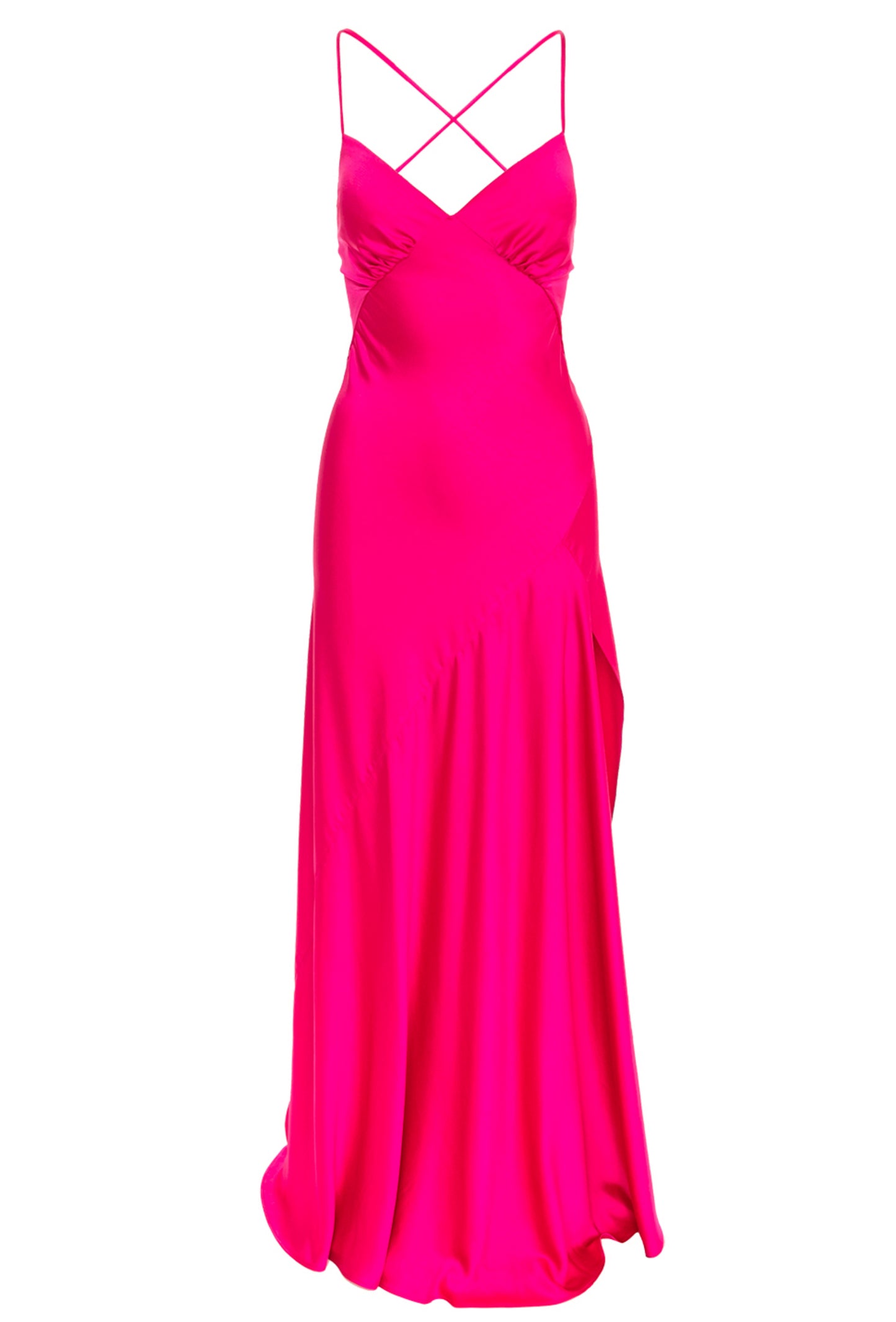 Seville Satin Maxi Dress In Fuchsia