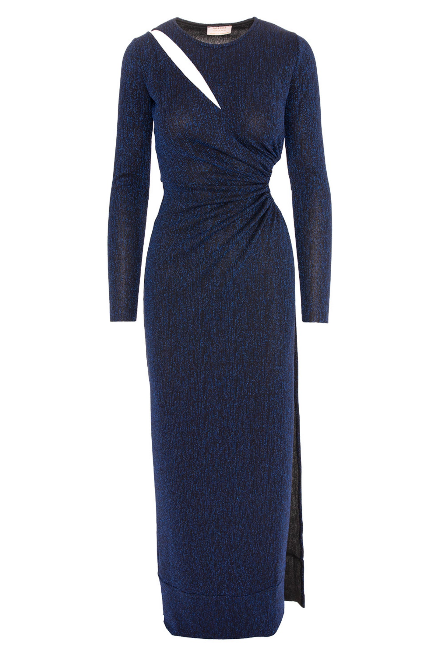 Mykonos Glitter Jersey Cut Out Maxi Dresss In Navy
