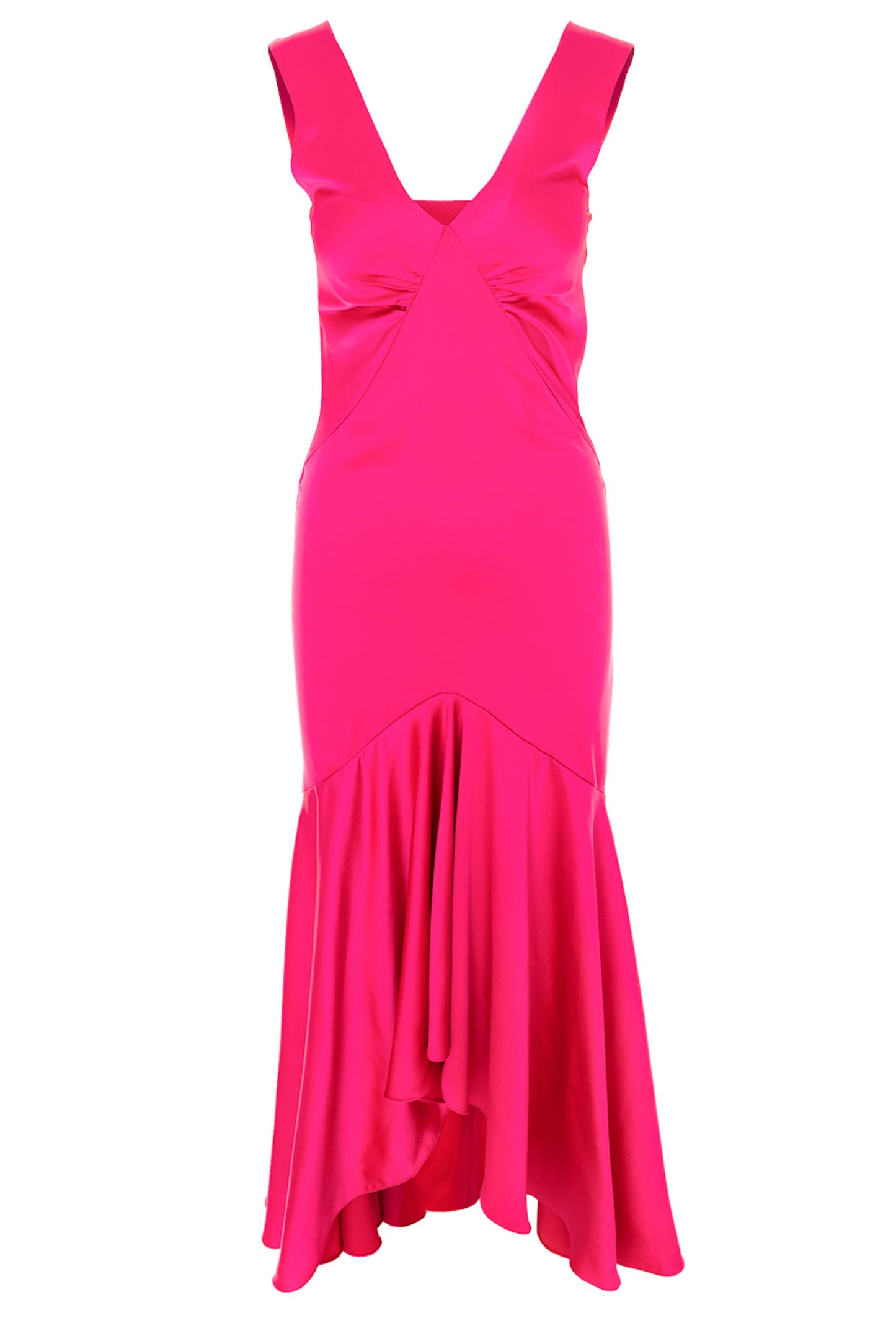 Tango Maxi Satin Dress In Fuchsia