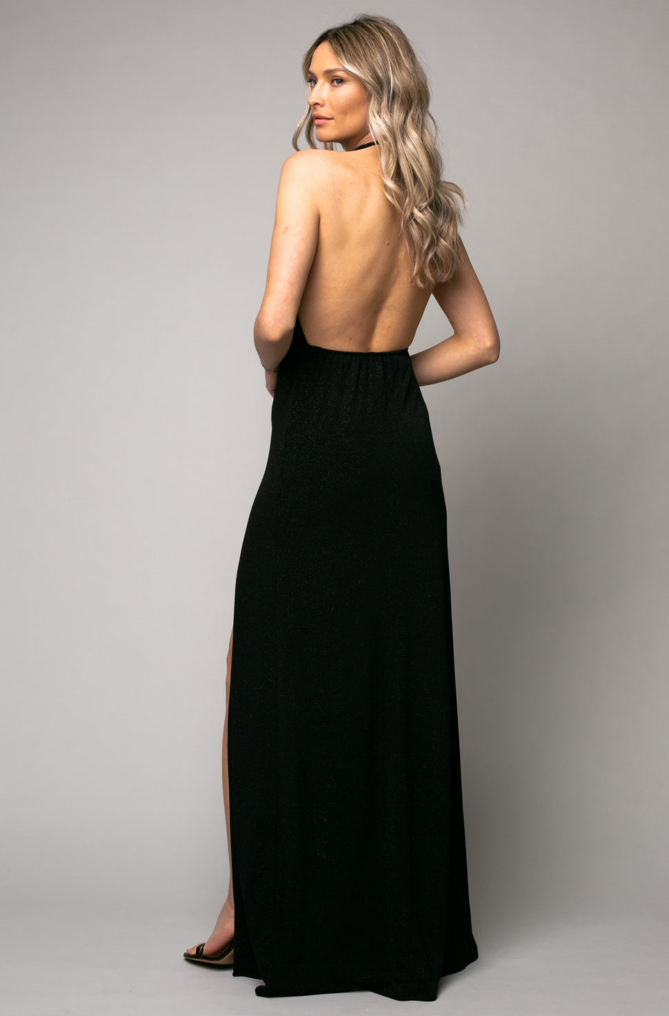 Havana Maxi Lurex Jersey Dress In Black