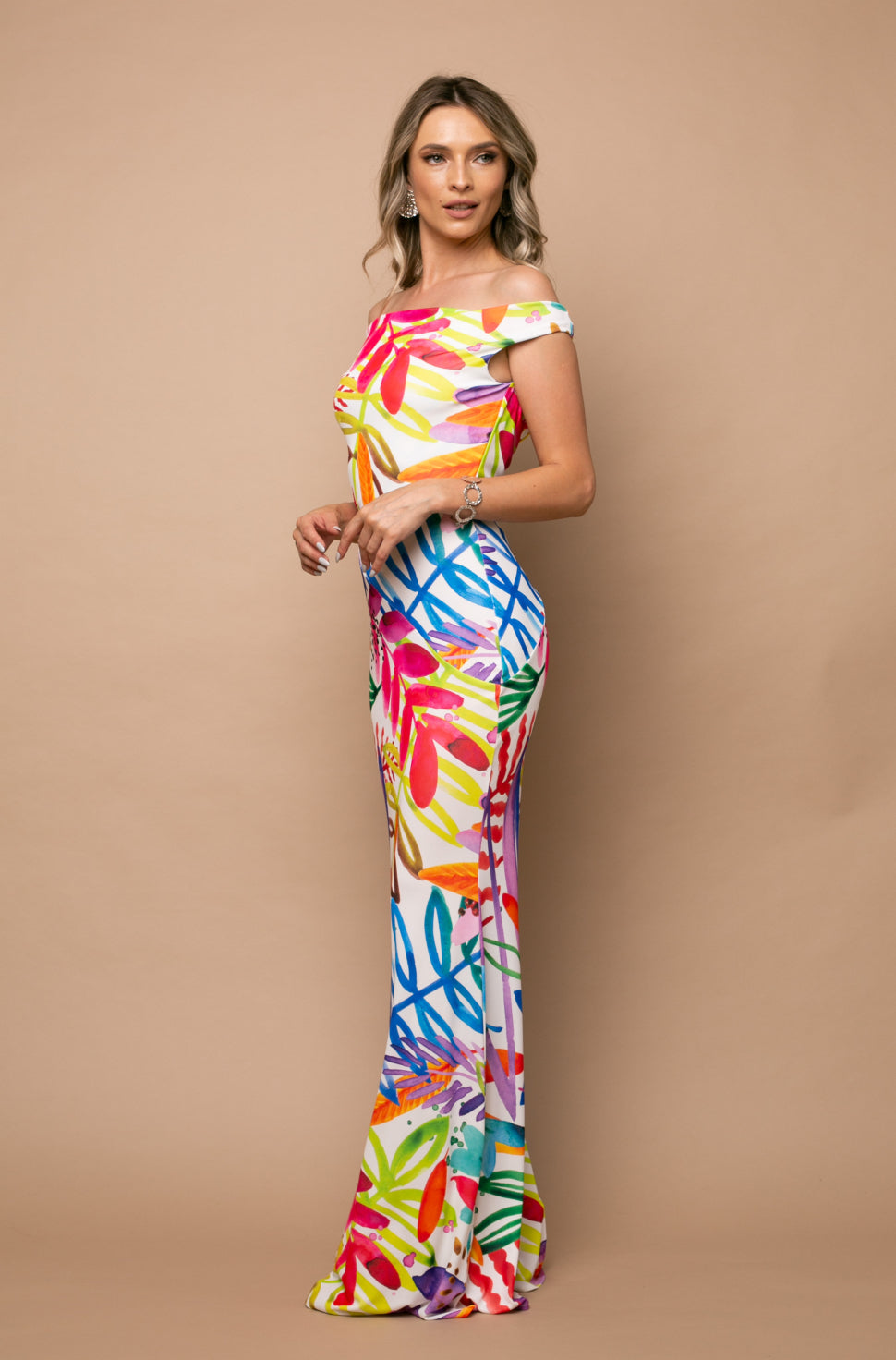 Venice Maxi Jersey Dress In Capri Print