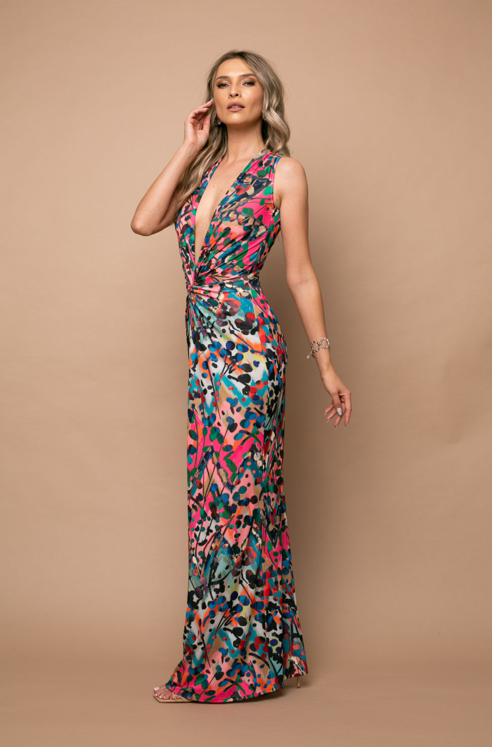 Mallorca Sleeveless Jersey Maxi Dress In Barcelona Print