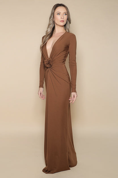 Mallorca Jersey Maxi Dress in Mocha