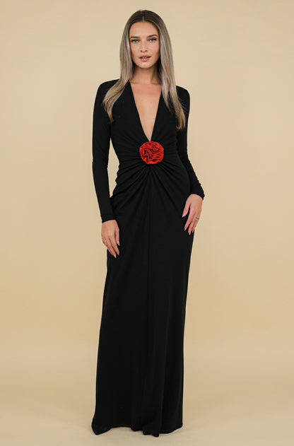 Mallorca Jersey Maxi Dress in Black