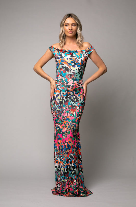 Venice Maxi Jersey Dress In Barcelona Print