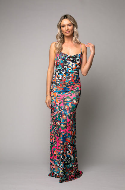 Tulum Maxi Jersey Dress In Barcelona Print