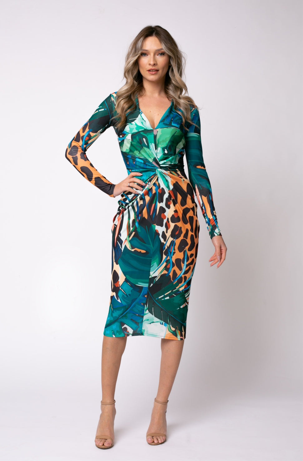 Mallorca Jersey Midi Dress in Amazon Print