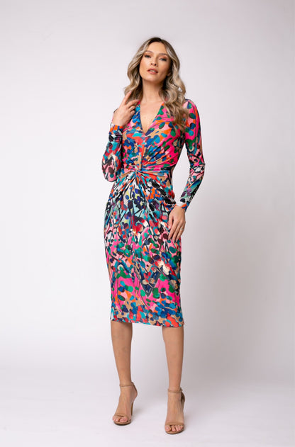 Mallorca Jersey Midi Dress in Barcelona Print