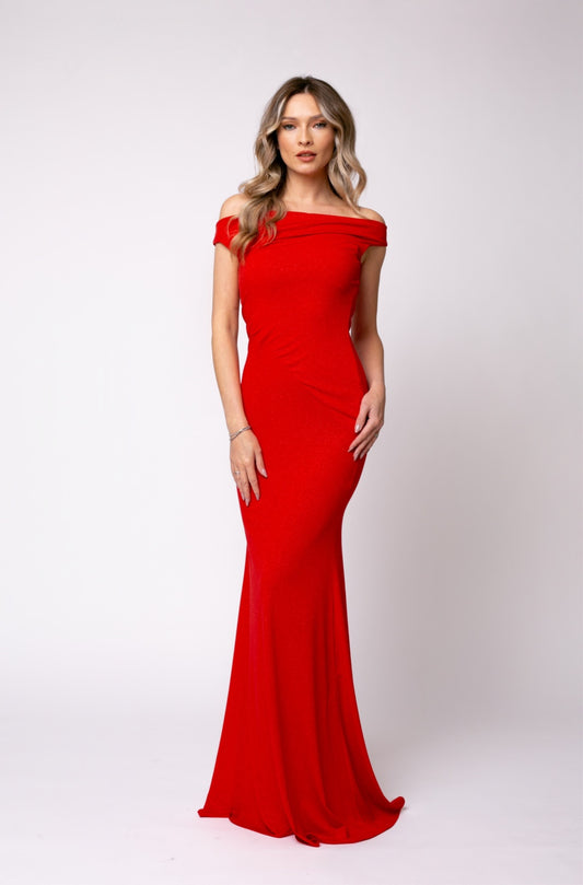 Venice Maxi Jersey Dress In Red