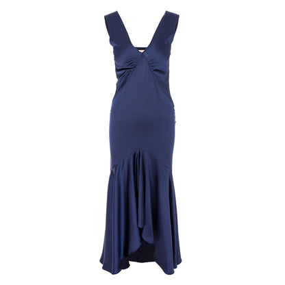 Tango Maxi Satin Dress In Navy