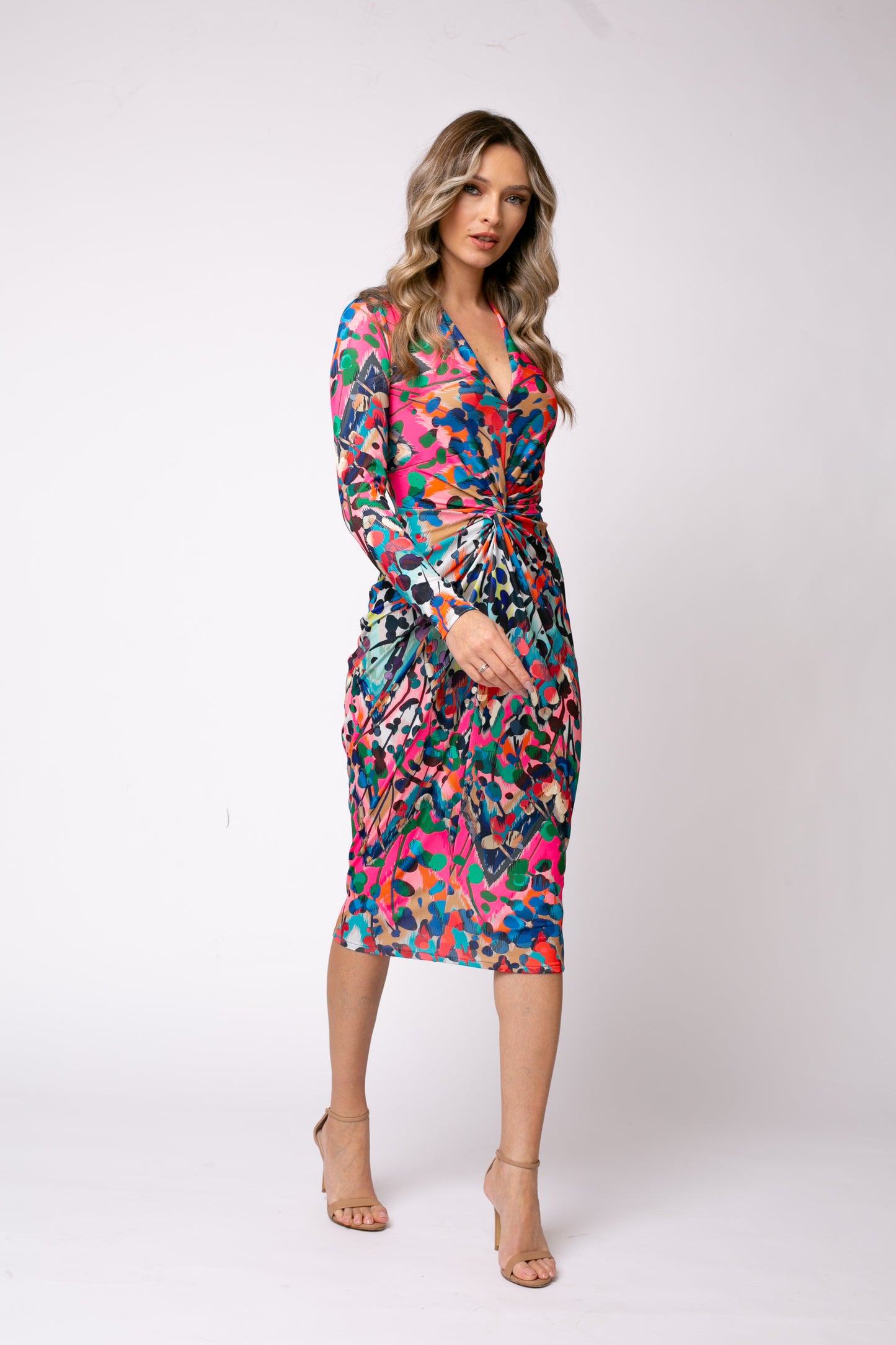 Mallorca Jersey Midi Dress in Barcelona Print