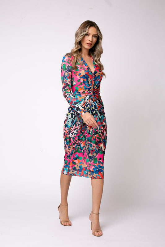 Mallorca Jersey Midi Dress in Barcelona Print