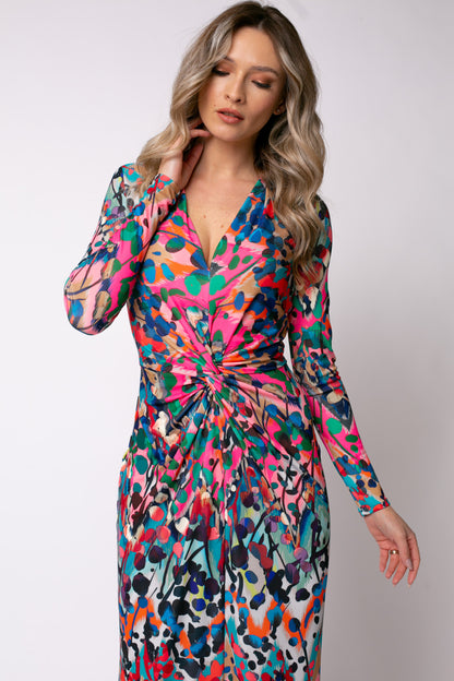 Mallorca Jersey Midi Dress in Barcelona Print