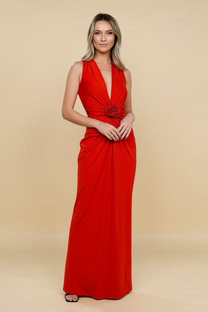 Mallorca Glitter Jersey Maxi Dress In Red