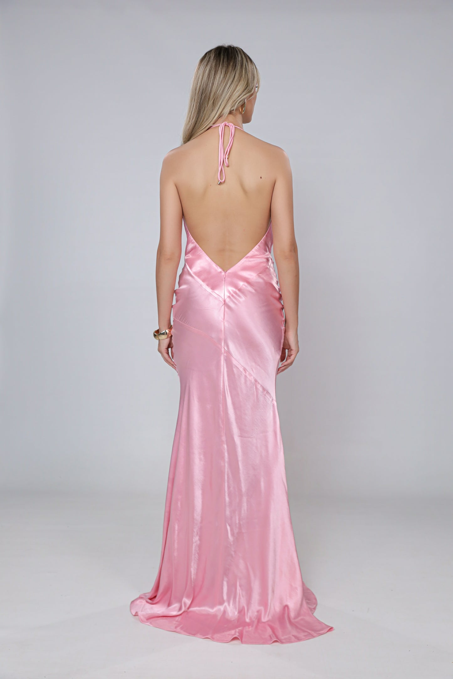 Ibiza Satin Maxi Dress In Pink