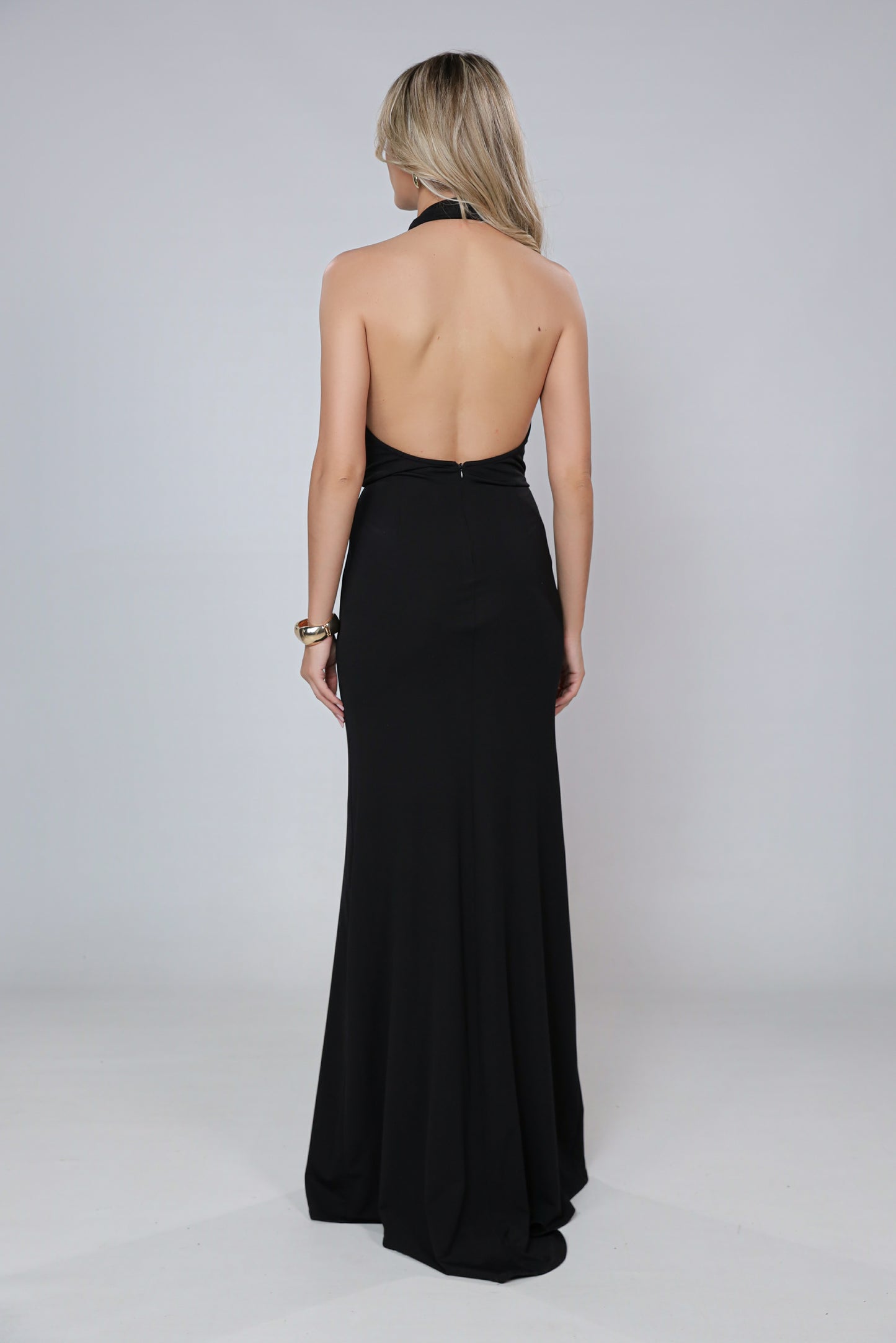 Mallorca Jersey Open back Maxi Dress in Black