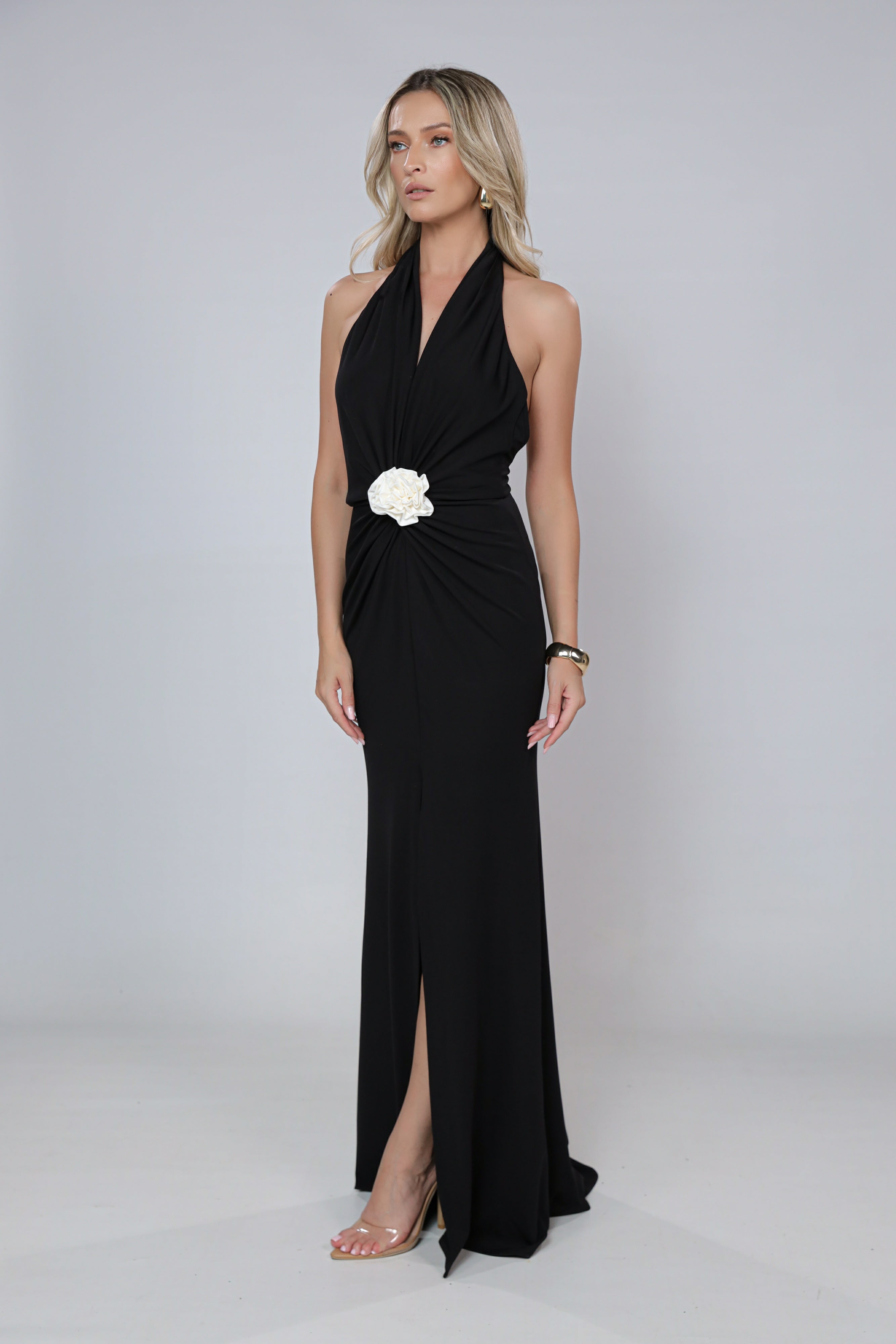 Mallorca Jersey Open back Maxi Dress in Black – Roserry.com