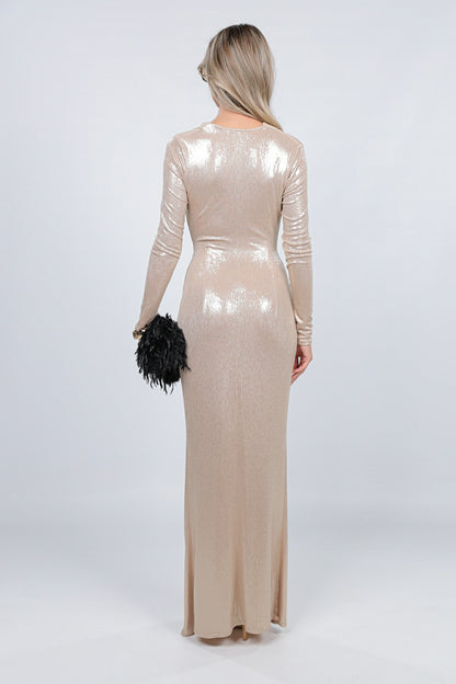 Mallorca Knit Jersey Maxi Dress in  Gold