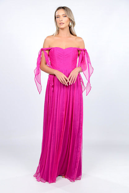 ELIZABETH SILK GOWN FUCHSIA