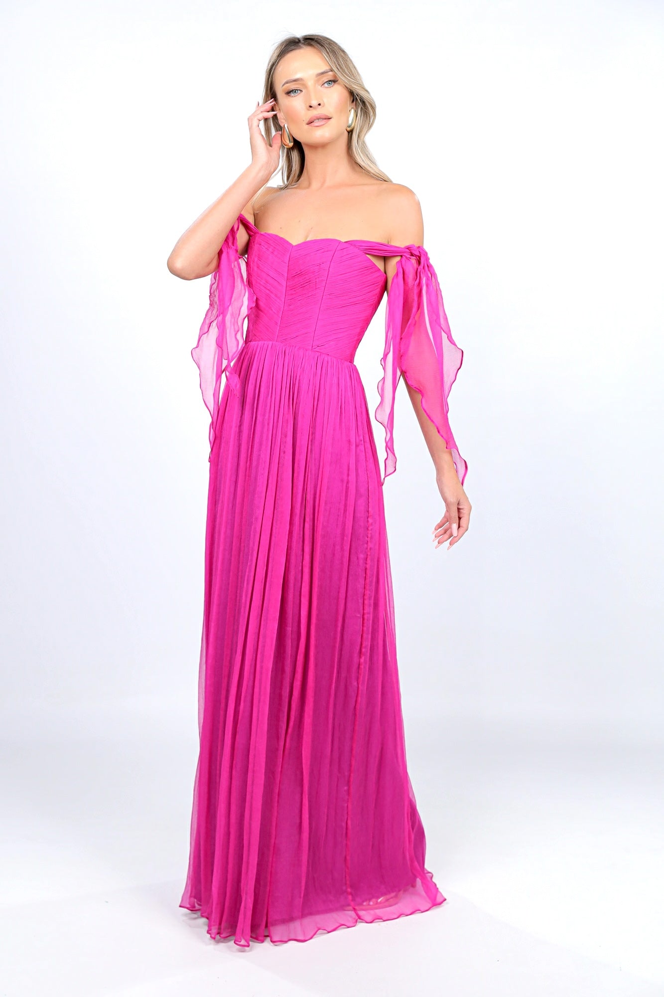 ELIZABETH SILK GOWN FUCHSIA