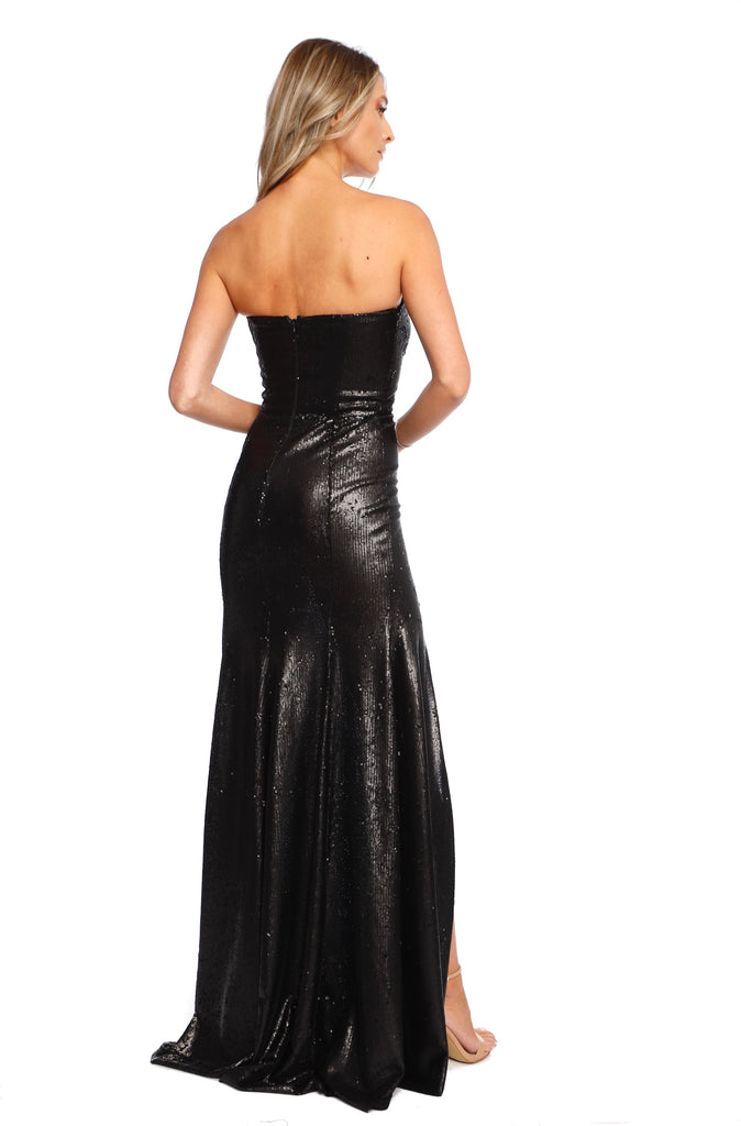 Cannes Sequins Maxi Dress In Black