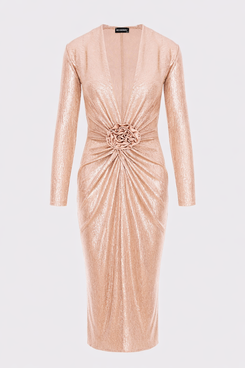 Mallorca Knit Jersey Midi Dress in  Gold