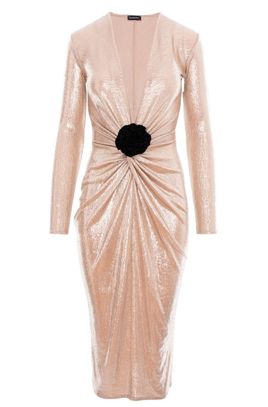 Mallorca Knit Jersey Midi Dress in  Gold