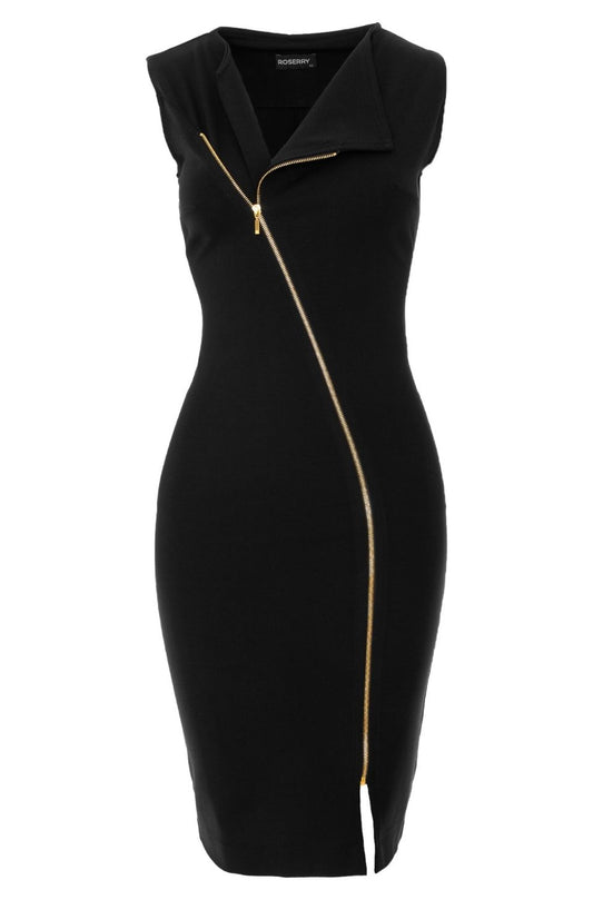 Chelsea Zipped Sleeveless Jersey Midi Dress In Black