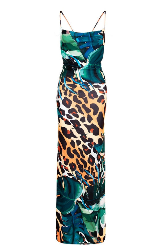 Tulum Maxi Jersey Dress In Amazon Print