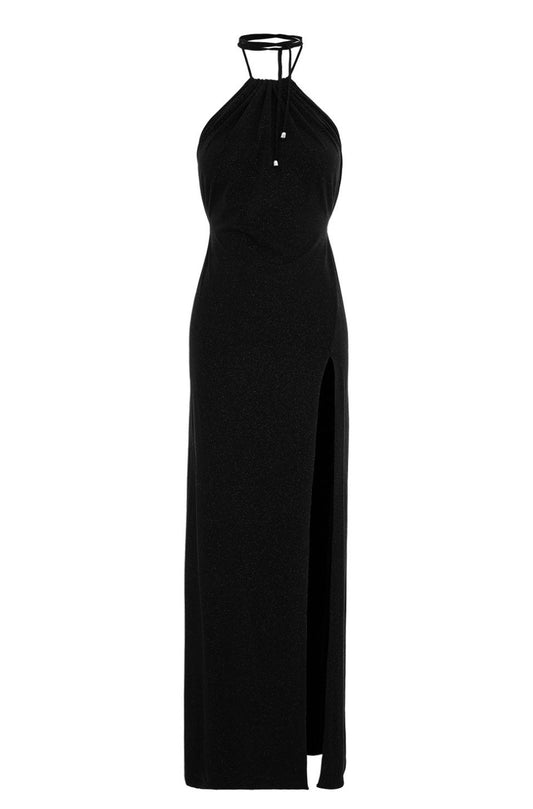Havana Maxi Lurex Jersey Dress In Black