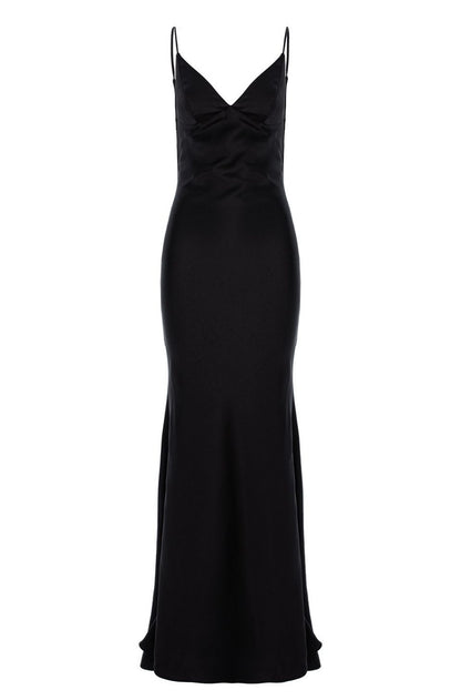 Como Satin Maxi Dress in Black