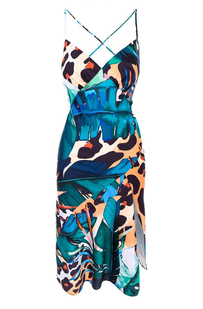 Seville Satin Midi in Amazon Print