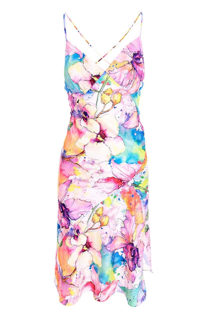 Seville Satin Midi Dress In Provence Print