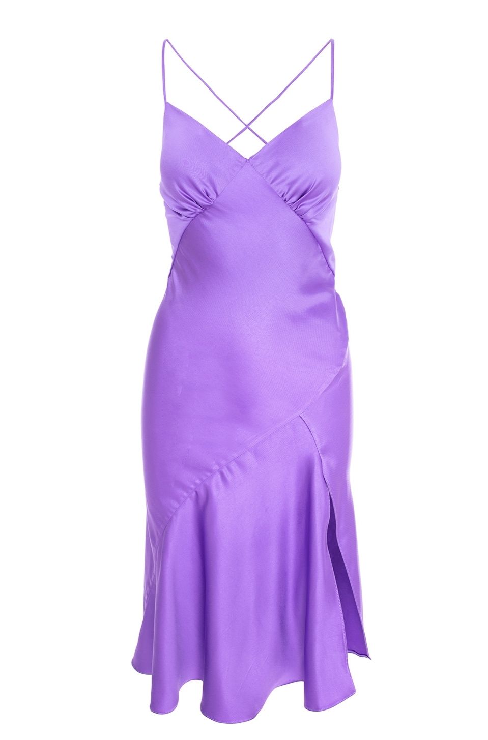 Seville Satin Midi Dress In Purple