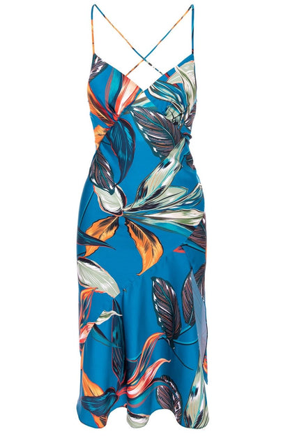 Seville Satin Midi Dress in Costa Rica Print