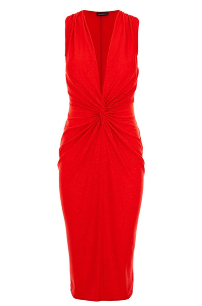 Mallorca Glitter Jersey Midi Dress In Red