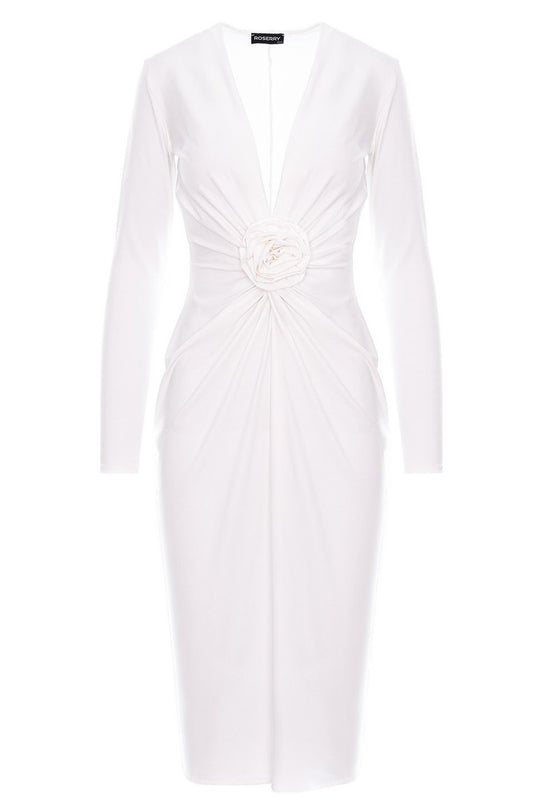 Mallorca Jersey Midi Dress in Off-White