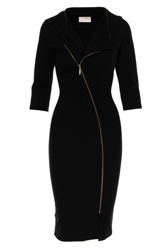 Chelsea Zipped Jersey Midi Dress In Black