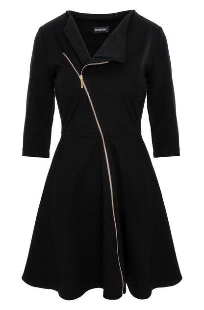 Chelsea A-Line Jersey Dress With Pockets In Black
