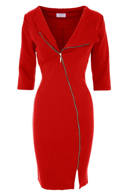 Chelsea Zipped Jersey Midi Dress In Red