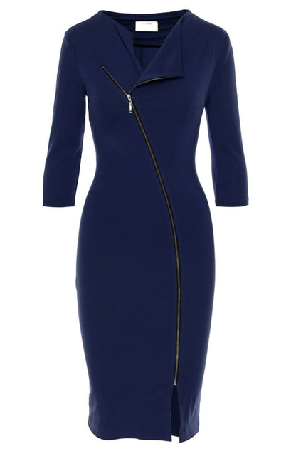 Chelsea Zipped Jersey Midi Dress In Navy