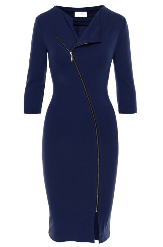Chelsea Zipped Jersey Midi Dress In Navy